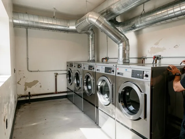 Concord Dryer Vent Cleaning team performing large-scale commercial dryer vent cleaning in Concord